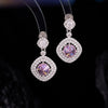 Wholesale Jewelry Copper Mixed Gemstone Setting Zircon Inlay Geometric Square Women's Highgrade Fourpiece Set
