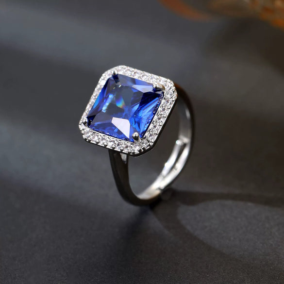 Wholesale Jewelry Copper Mixed Gemstone Setting Zircon Inlay Geometric Square Women's Highgrade Fourpiece Set