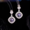 Wholesale Jewelry Copper Mixed Gemstone Setting Zircon Inlay Geometric Square Women's Highgrade Fourpiece Set
