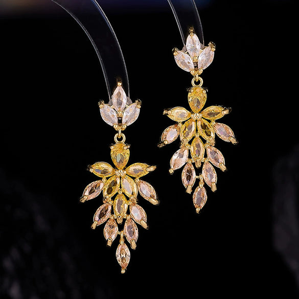 Wholesale Jewelry Copper Mixed Gemstone Setting Zircon Inlay Geometric Square Women's Highgrade Fourpiece Set