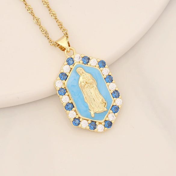 Wholesale Jewelry Copper Multicolor Lady Pendant With Micro Inlaid Zircon And Dripping Oil Design
