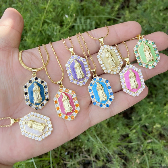 Wholesale Jewelry Copper Multicolor Lady Pendant With Micro Inlaid Zircon And Dripping Oil Design