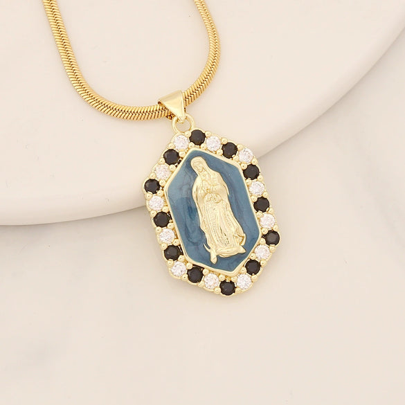 Wholesale Jewelry Copper Multicolor Lady Pendant With Micro Inlaid Zircon And Dripping Oil Design