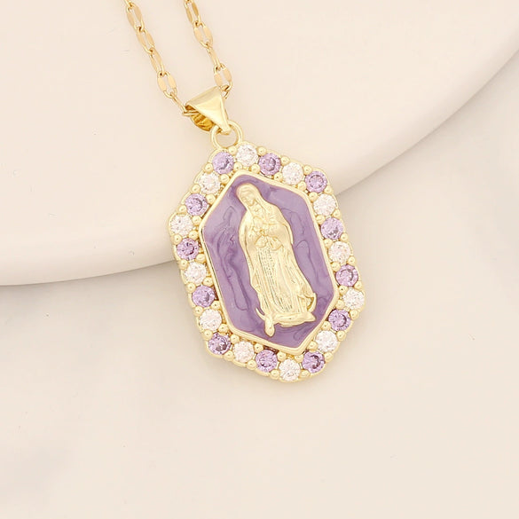 Wholesale Jewelry Copper Multicolor Lady Pendant With Micro Inlaid Zircon And Dripping Oil Design