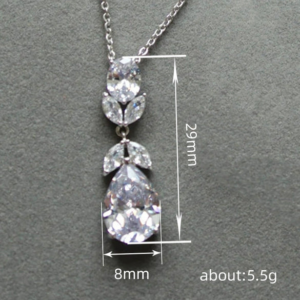 Wholesale Jewelry Copper Natural Plants And Flowers Inlay O Chain Women's Horse Eye Water Drops Necklace Earrings Set