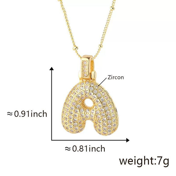 Wholesale Jewelry Copper Necklace With Electroplated Inlaid Zircon And Letter Pattern