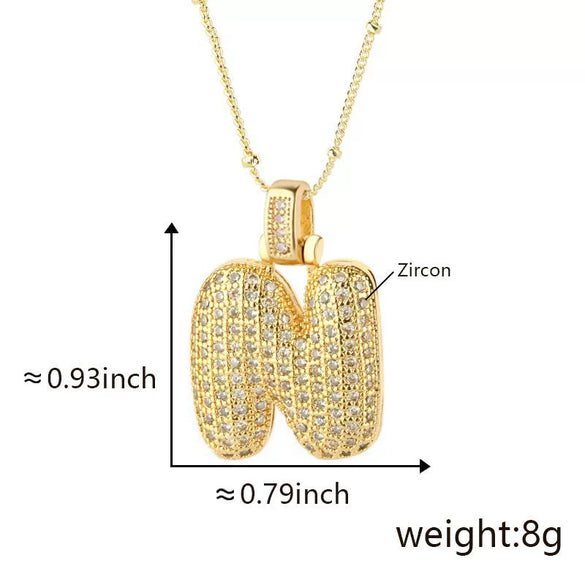 Wholesale Jewelry Copper Necklace With Electroplated Inlaid Zircon And Letter Pattern