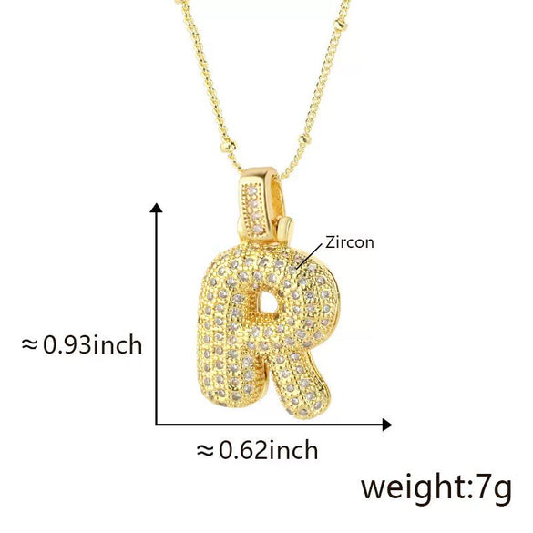 Wholesale Jewelry Copper Necklace With Electroplated Inlaid Zircon And Letter Pattern