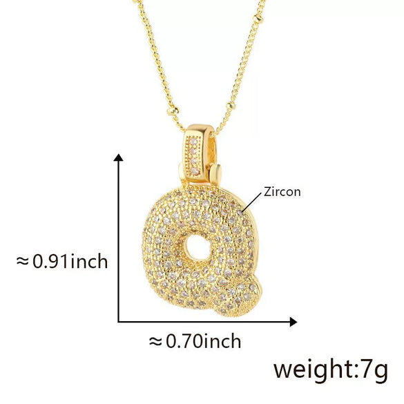 Wholesale Jewelry Copper Necklace With Electroplated Inlaid Zircon And Letter Pattern