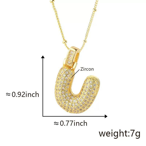 Wholesale Jewelry Copper Necklace With Electroplated Inlaid Zircon And Letter Pattern