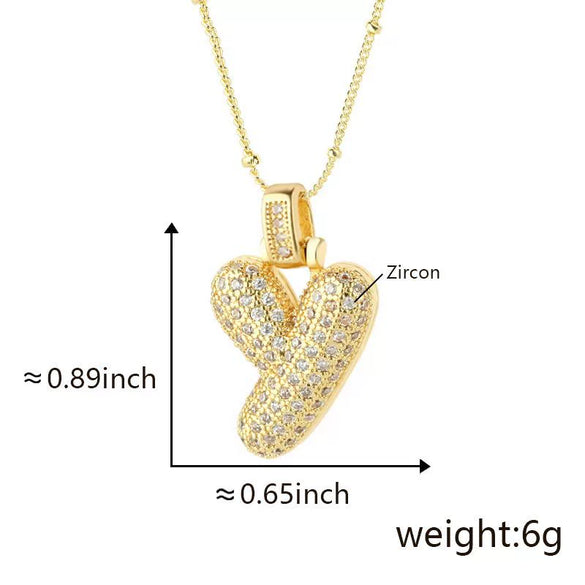 Wholesale Jewelry Copper Necklace With Electroplated Inlaid Zircon And Letter Pattern