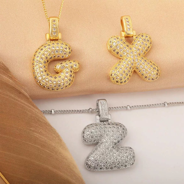 Wholesale Jewelry Copper Necklace With Electroplated Inlaid Zircon And Letter Pattern