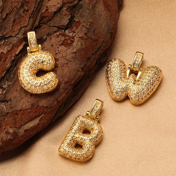 Wholesale Jewelry Copper Necklace With Electroplated Inlaid Zircon And Letter Pattern