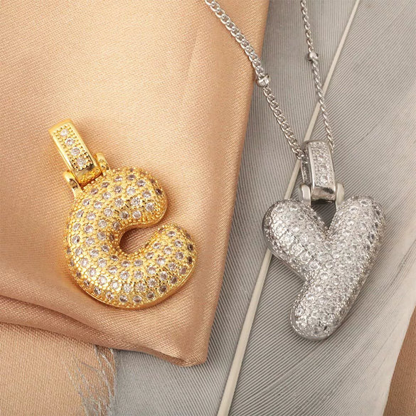 Wholesale Jewelry Copper Necklace With Electroplated Inlaid Zircon And Letter Pattern