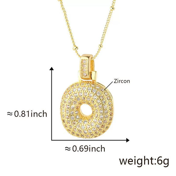 Wholesale Jewelry Copper Necklace With Electroplated Inlaid Zircon And Letter Pattern