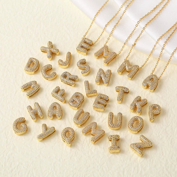 Wholesale Jewelry Copper Necklace With Letters Numbers Text Pattern Electroplated