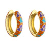 Wholesale Jewelry Copper Pastoral Style Geometric Camellia Flower Cshaped Ear Buckle Oil Dripping Earrings