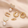 Wholesale Jewelry Copper Pearl Heart Shape Geometric Gold Plated Earrings For Women