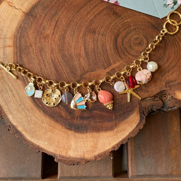 Wholesale Jewelry Copper Pearl Shell Seabed Biological Pendant Goldplated Colorful Sweet Animal Zodiac Star Shape