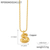 Wholesale Jewelry Copper Pendant 316L Stainless Steel Goldplated Necklace With Geometric And Letter Pattern And Rice Bead Chain