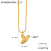 Wholesale Jewelry Copper Pendant 316L Stainless Steel Goldplated Necklace With Geometric And Letter Pattern And Rice Bead Chain