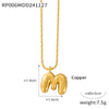 Wholesale Jewelry Copper Pendant 316L Stainless Steel Goldplated Necklace With Geometric And Letter Pattern And Rice Bead Chain