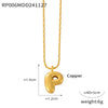 Wholesale Jewelry Copper Pendant 316L Stainless Steel Goldplated Necklace With Geometric And Letter Pattern And Rice Bead Chain