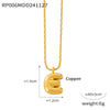 Wholesale Jewelry Copper Pendant 316L Stainless Steel Goldplated Necklace With Geometric And Letter Pattern And Rice Bead Chain