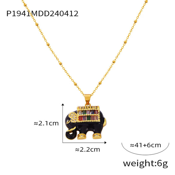 Wholesale Jewelry Copper Pendant 316L Stainless Steel Necklace With Geometric And Animal Pattern And Electroplating Treatment