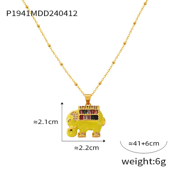 Wholesale Jewelry Copper Pendant 316L Stainless Steel Necklace With Geometric And Animal Pattern And Electroplating Treatment