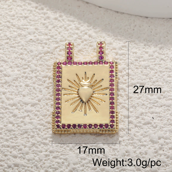 Wholesale Jewelry Copper Pendant With Rainbow Love Jade Cosmic Star And Heart Shape Zirconia Design