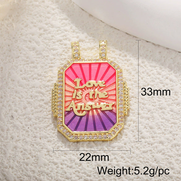 Wholesale Jewelry Copper Pendant With Rainbow Love Jade Cosmic Star And Heart Shape Zirconia Design