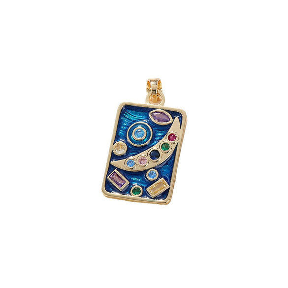Wholesale Jewelry Copper Pendant With Rainbow Love Jade Cosmic Star And Heart Shape Zirconia Design
