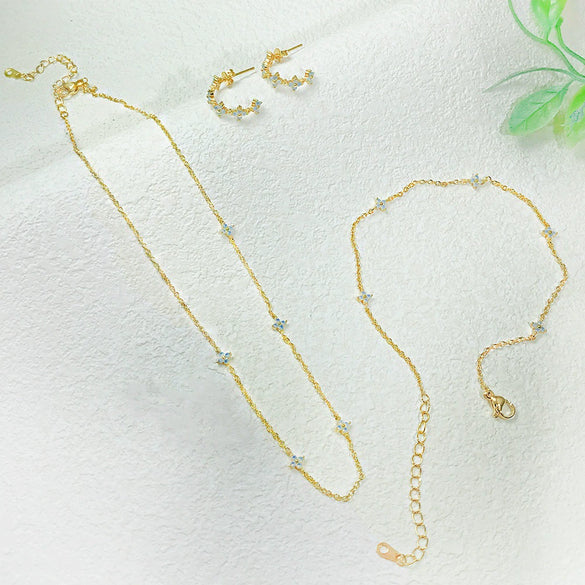 Wholesale Jewelry Copper Plants And Flowers Style Electroplated Anklet Necklace Earrings Women's Set