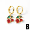 Wholesale Jewelry Copper Plated Gold Fruit Cherry Insect Pendant Earrings For Women With Electroplating