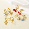 Wholesale Jewelry Copper Plated Gold Fruit Love Cross Earrings For Women