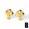 Wholesale Jewelry Copper Plated 18K Gold Butterfly Mushroom Flower Geometric Style Earrings