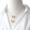 Wholesale Jewelry Copper Plated 18K Gold Butterfly Pendant Necklace With Geometric Pattern And Box Chain