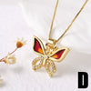 Wholesale Jewelry Copper Plated 18K Gold Butterfly Pendant Necklace With Geometric Pattern And Box Chain