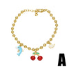Wholesale Jewelry Copper Plated 18K Gold Fruit Cherry Dolphin Beaded Bracelet