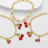 Wholesale Jewelry Copper Plated 18K Gold Fruit Cherry Pendant Bracelet