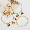 Wholesale Jewelry Copper Plated 18K Gold Fruit Cherry Pendant Bracelet