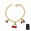 Wholesale Jewelry Copper Plated 18K Gold Fruit Cherry Pendant Bracelet