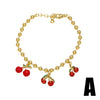 Wholesale Jewelry Copper Plated 18K Gold Fruit Cherry Pendant Bracelet