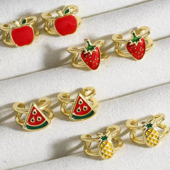 Wholesale Jewelry Copper Plated 18K Gold Fruit Geometric Ear Clip Earrings For Women