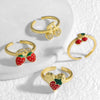 Wholesale Jewelry Copper Plated 18K Gold Fruit Strawberry Cherry Ring