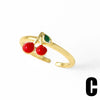 Wholesale Jewelry Copper Plated 18K Gold Fruit Strawberry Cherry Ring