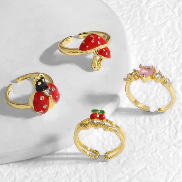 Wholesale Jewelry Copper Plated 18K Gold Geometric Animal Open Ring