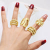 Wholesale Jewelry Copper Plated 18K Gold Geometric Flower Irregular Opening Ring For Women Minimalist Style