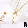 Wholesale Jewelry Copper Plated 18K Gold Geometric Key Pendant Necklace For Women